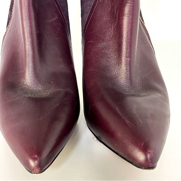 MICHAEL KORS Dawson Stiletto Ankle Boot Size 8 Burgundy Minimalist - Picture 7 of 13